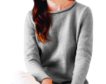 Simple Women&#39;s Sweater Roll Neck | Easy Knitting Pattern Dk Yarn | Basic Pullover Beginner Pattern PDF Download