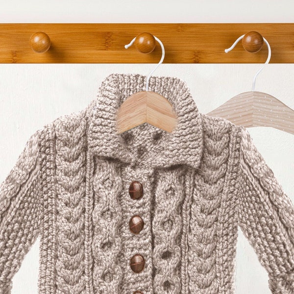 Aran Cardigan For Baby, Toddlers 6 mo. to 4 yrs.| Simply Knitting Pattern Super Chunky Boy & Girl | PDF Download