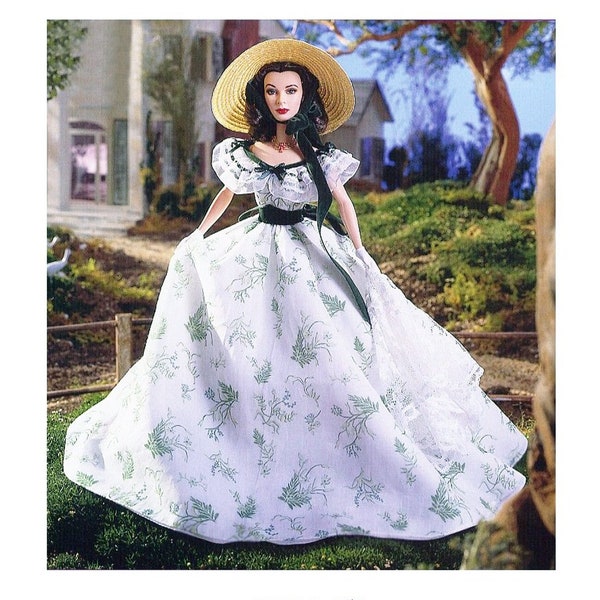 Fashion Doll Gone With The Wind Dress PDF Pattern | Scarlet Ohara's Picnic Dress For 11.5 inch Doll