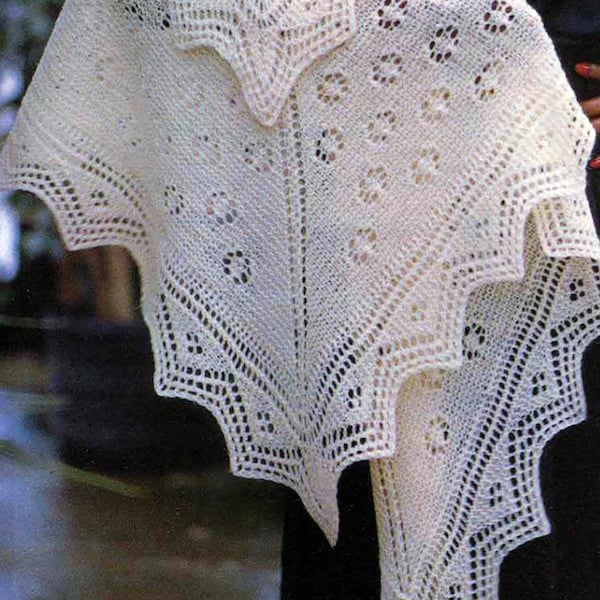 Classic Shetland Shawl Wrap Lace Knitting Pattern  | Vintage Instant PDF Download