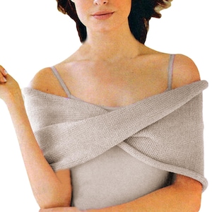 Crossover Off Shoulder Wrap | Easy Knitting Pattern Shrug, Women's Tops | Instant PDF Download