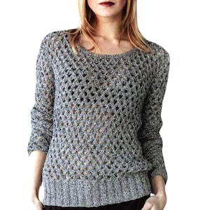 Chunky Mesh Fitted Top, Knitting Pattern | Women's Sweater Casual But Elegant Long Sleeves | Instant PDF Download