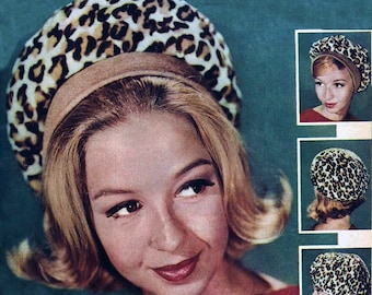 Easy Sewing Pattern, BERET Pattern | Mid Century Modern FAB. Animal Print Hat | PDF Download