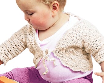 生後6ヶ月～3歳の女の子向けボレロシュラッグの編み図｜かわいいかぎ針編みカーディガン、クロップトップ｜デジタルダウンロード