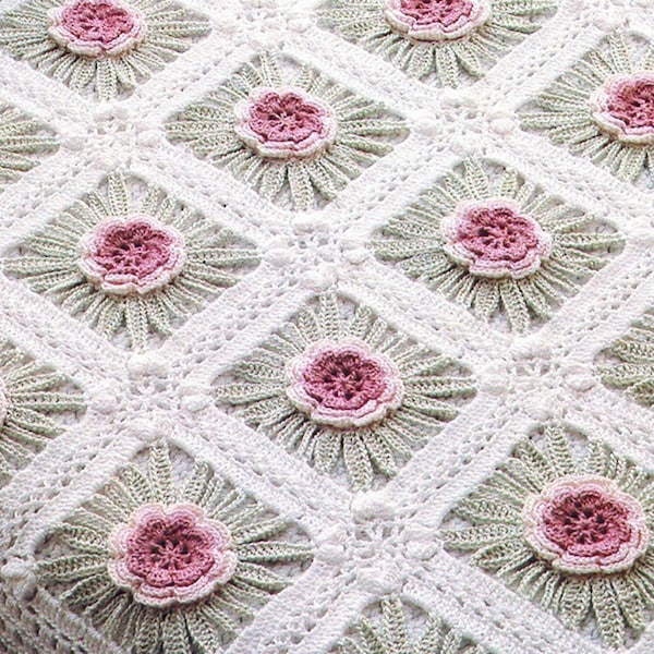PDF Pattern Crochet Blanket | Child Blanket | Baby Blanket Girl | Crochet Rose Pattern | Flower Blanket
