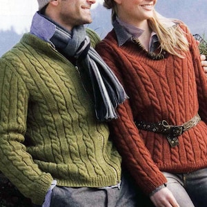 Fisherman Cable Knit Cardigan & Sweater | Men&#39;s Jumper Zip | Women&#39;s V Neck Sweater