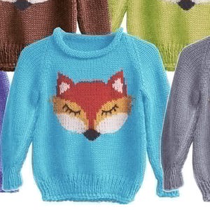 Intarsia Fox Sweater For Kids, Boys Girls 3-6 yrs. | Easy Knitting Pattern Rolled Neck Pullover | PDF Download image 3