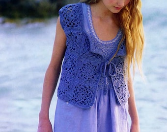 Easy Crochet Pattern Granny Square Vest, Waistcoat | Crochet Top Pattern PDF Download