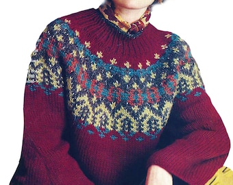 Icelandic Sweater | Women's Knitting Pattern PDF Download, Nordic Fair Isle |