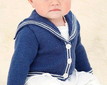 PDF Pattern Baby Girl Sailor Outfit 0 mo. to 3 yrs. | Cutest Sailor Jacket Knitting Pattern Instant PDF Download
