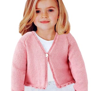 Cardigan per bambina, modello di maglia facile con filato DK / grazioso bolero da 2 a 6 anni / download PDF