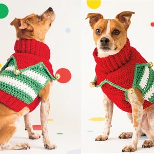 PDF Pattern Dog Christmas Sweater | Easy Crochet Pattern Xmas Elf Costume For Small Dog Instant Download