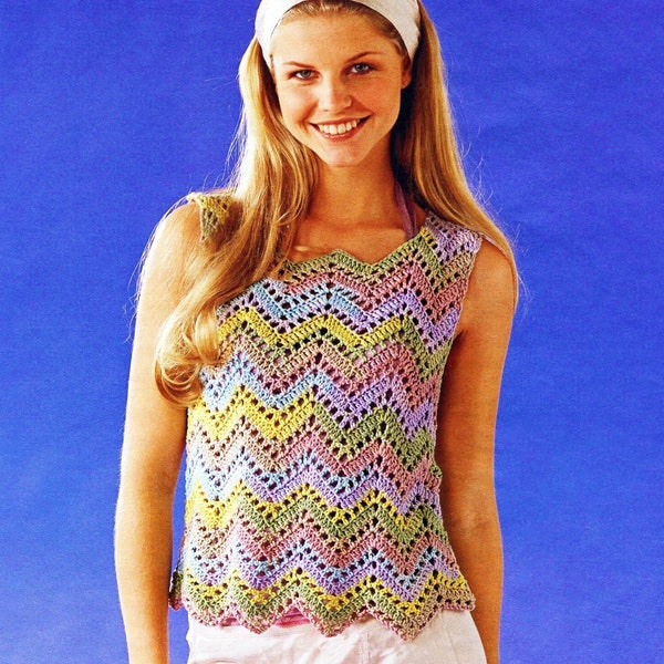 Easy Crochet Pattern LOVELY Summer Top | Zig Zag Crochet Pattern PDF Digital Download | Vintage Chevron Top