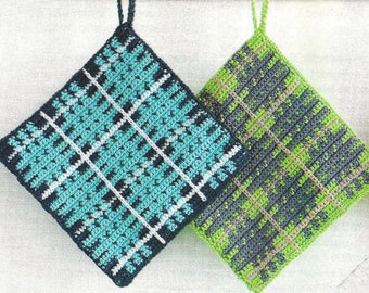 Tartan Potholders Crochet Patterns | PDF Pattern Farmhouse Pot Holder Instant Digital Download