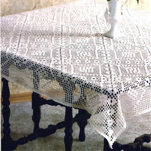 Vintage Filet Crochet Pattern Gorgeous Tablecloth | Instant PDF Download
