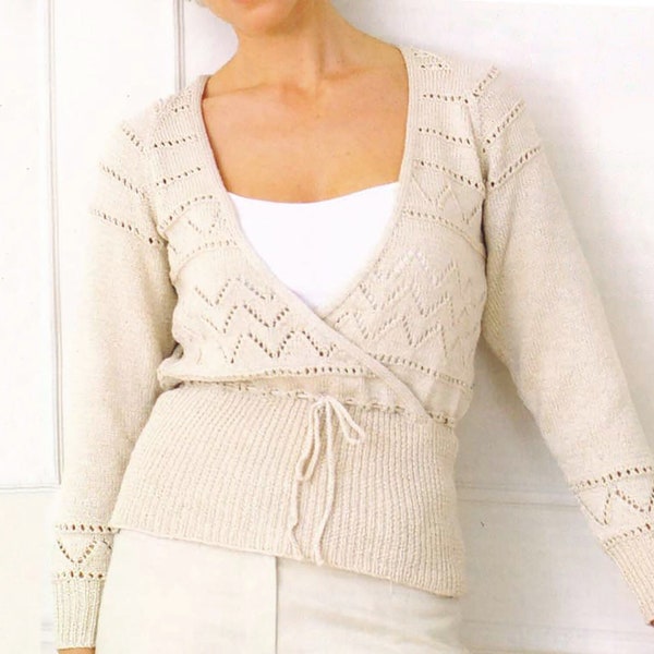 Wrap Cardigan, GORGEOUS Spring Knitting Pattern | Crossover Sweater, Women's Tops | Instant PDF Download