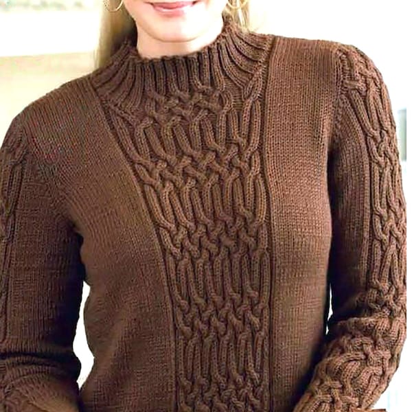 PDF Pattern Aran Sweater | Cable Knit Sweater Women | Irish Celtic Sailors' Knots Knitting Pattern Design