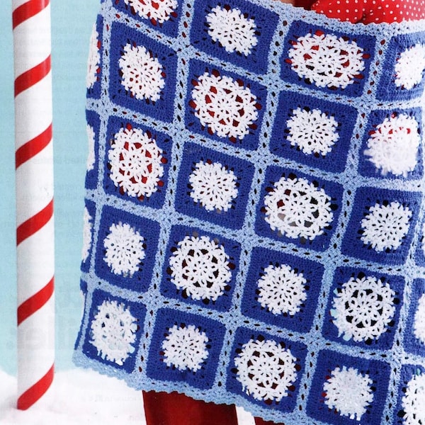 Winter Holiday Decor Snowflake's Blanket | Easy XMAS Crochet Pattern Instant Download | Granny Square Throw