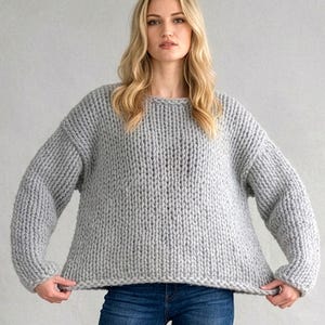 Simple, Super Chunky Women's Sweater | Easy Knitting Pattern | Boxy Basic Pullover Beginner Pattern PDF Download
