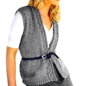 Women&#39;s Long Vest Easy Knitting Pattern | Lovely Cabled Gillet | DK Yarn Waistcoat Pattern Instant PDF Download