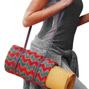 Patrón de tejido fácil: bolsa para esterilla de yoga, porta esterilla / Bolsa de yoga o pilates muy bonita. Patrón de tejido Chevron: descarga instantánea en PDF.
