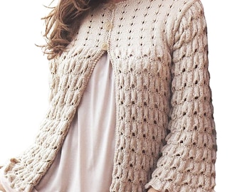 Lace Openwork Cardigan Knitting Pattern – Vintage Style (PDF) - Etsy