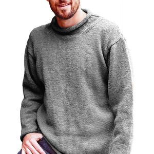 Simple Men's Sweater Roll Neck | Easy Knitting Pattern Aran Yarn | Basic Pullover Beginner Pattern PDF Download
