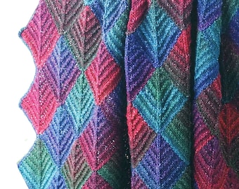 Patrón PDF / Manta Patchwork Cuadrados Ingletados / Lanzamiento Colorwork Patrón de Tejido Fácil Descarga Instantánea