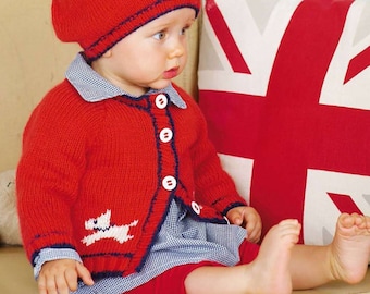 Intarsia Knit Pattern DK Yarn Cardigan Set 0 mo. to 7 yrs. | Baby & Kids Knitting Pattern PDF Download