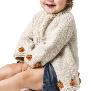 Pumpkin Cardigan 3 mo. To 3 yrs Halloween Outfit | Easy Knitting Pattern Chunky Yarn | Kids Halloween Knit Pattern PDF Download