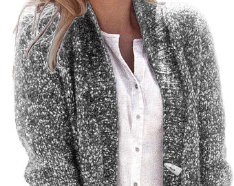 Strickanleitung für eine lange, voluminöse Strickjacke | Tweed-Mantel, lässig mit praktischen Taschen | PDF-Download