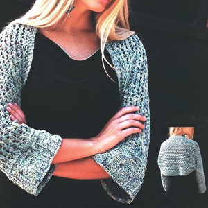 Shrug Pattern, Crop Top | Women's Knitting Pattern Tops, Wraps | Knitted Shrug Bolero | PDF Download