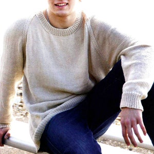Men's Raglan Sweater Crew Neck | Easy Knitting Pattern Classic DK Yarn Pullover S-2X | Instant PDF Download