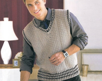 Men's Crochet Pattern Vest S To 2X | Easy Crochet Pattern | Men's Crochet Top Vintage Pattern Instant PDF Download