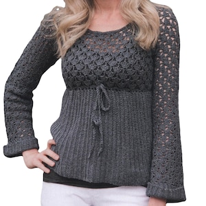 Lacy Crochet Sweater Pattern | Women&#39;s Casual Tops, Tunics Vintage Crochet Pattern XS-1X | Instant PDF Download