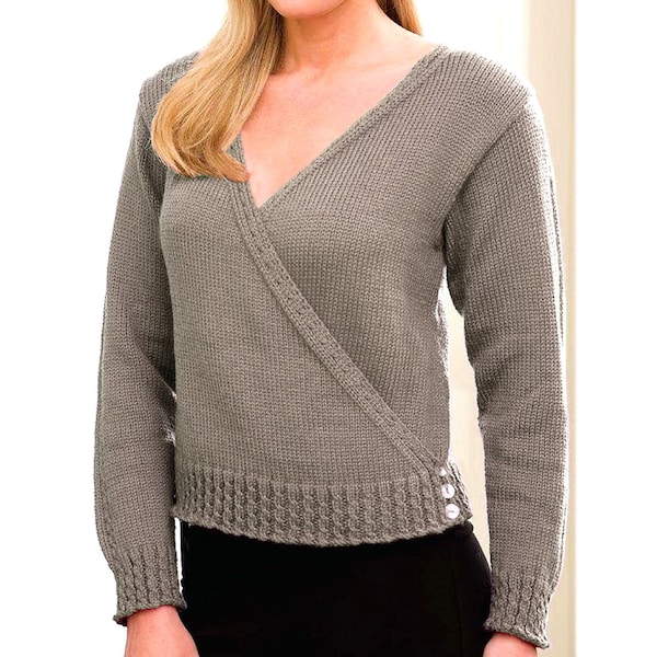 Lovely Wraparound Sweater Knitting Pattern | Crossover Women's Top Ballet Style S-XXL | Instant PDF Download