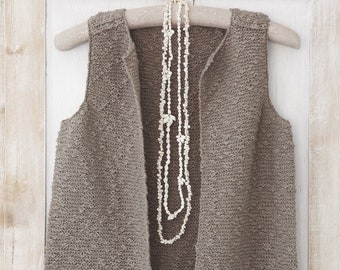 Simple Gilet Vest Easy Knitting Pattern | Women&#39;s Spring Tops | DK Knitting Patterns PDF Download