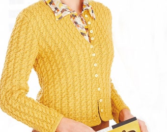 PDF Pattern Cable Knit Jacket Instant Download | Women's Cardigan | DK Yarn Crop Top Vintage Knitting Pattern