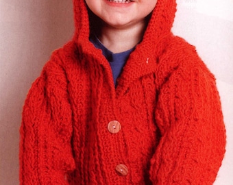 Kids Crochet Pattern Chunky Hooded Cardigan For Boys And Girls 2-6 yrs. | Toddlers Hoodie | Instant PDF Download