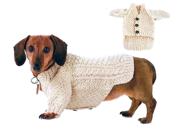 Small Dog Sweater Aran Pattern | Dogs Fisherman Jacket | Knitting Pattern For Dogs Instant PDF Download