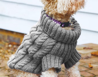 PDF Pattern Cable Knit Sweater For Small Dog & Medium | Easy Knitting Pattern Dogs Jumper Instant Download
