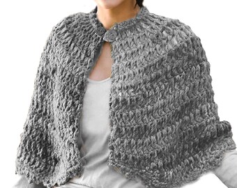 Short Crochet Cape | Easy Crochet Pattern Bulky Yarn | Women's Wrap, Poncho, Shrug Pattern PDF Download
