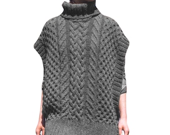 Patrón de tejido de poncho/aran para mujer, capa/chaleco con trenzas celtas (descarga instantánea en PDF)