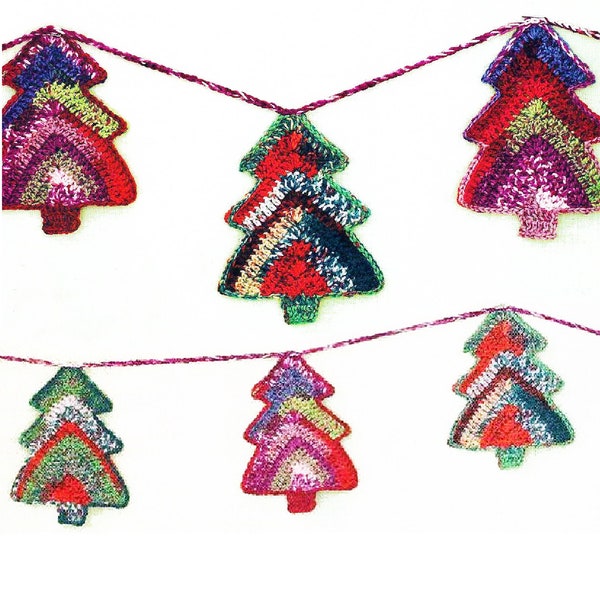 Christmas Trees' Garland | Christmas Easy Crochet Pattern | Xmas Decor PDF Pattern Instant Download