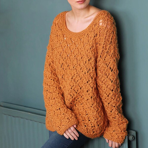 Loose, Oversized Lace Knit Sweater | Women's Comfy Top | Casual Vintage Knitting Pattern | PDF Download