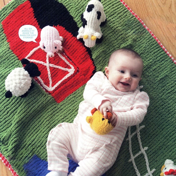 Baby Play Mat Pattern Barnyard & Farm Animals | Playmat Knitting Pattern Instant Download | DIY Baby Toddler toys