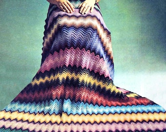 70s STUNNING Chevron Blanket Retro Throw | Zig Zag Easy Crochet Pattern | Boho Decor