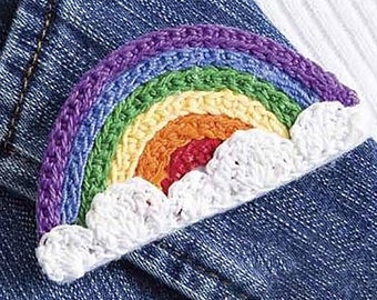 Rainbow Pin Badge | Easy Crochet Pattern | Instant PDF Download | Colorful Crochet Applique Rainbow & Clouds