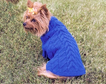 Comfy, Warm Dog Sweater | Cabled  DK Knitting Pattern For S, M & L Dogs | Instant PDF Download