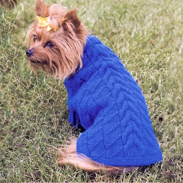 Comfy, Warm Dog Sweater | Cabled  DK Knitting Pattern For S, M & L Dogs | Instant PDF Download